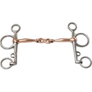 Premium Stainless Steel Double-Jointed Pelham Bit with Copper Lozenge Link and Fixed Cheek Shanks