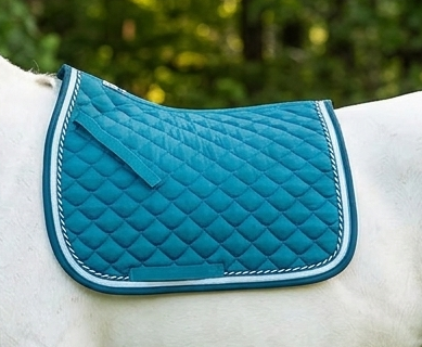 Luxury Teal Quilted Saddle Pad With Contrast Piping and Customizable Filling for Professional Training