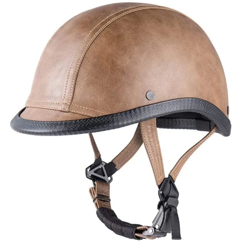 Luxury Hand-Wrapped Leather Equestrian Riding Helmet with Integrated Ventilation and Classic Low-Profile Design