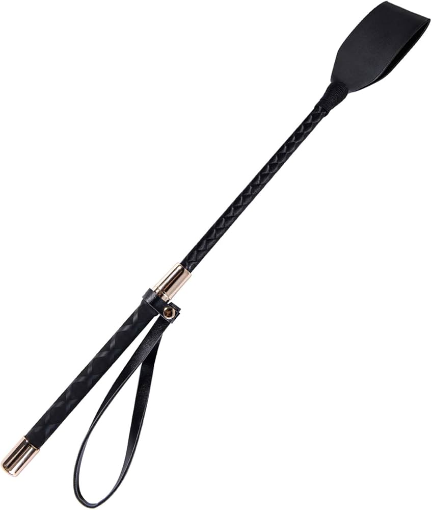 Signature Braided Leather Equestrian Crop – Professional Training Whip with Wide Padded Slapper, Rose Gold Hardware, and Non-Slip Diamond-Patterned Grip
