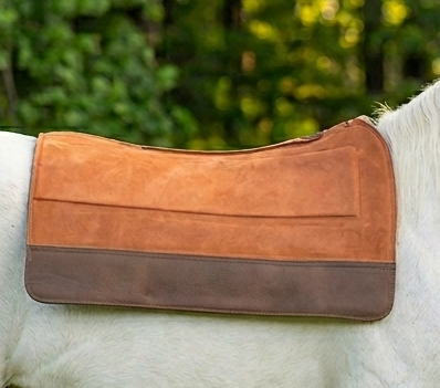 Luxury Two-Tone Suede Leather Western Saddle Pad With Orthopedic Filling Options and Heavy Duty Wear Leathers